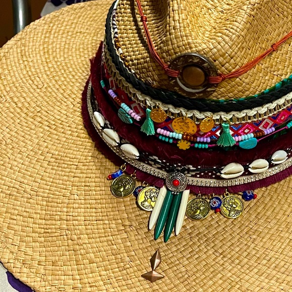 Handmade Colombian Boho Embellished Hat - Picture 2 of 5